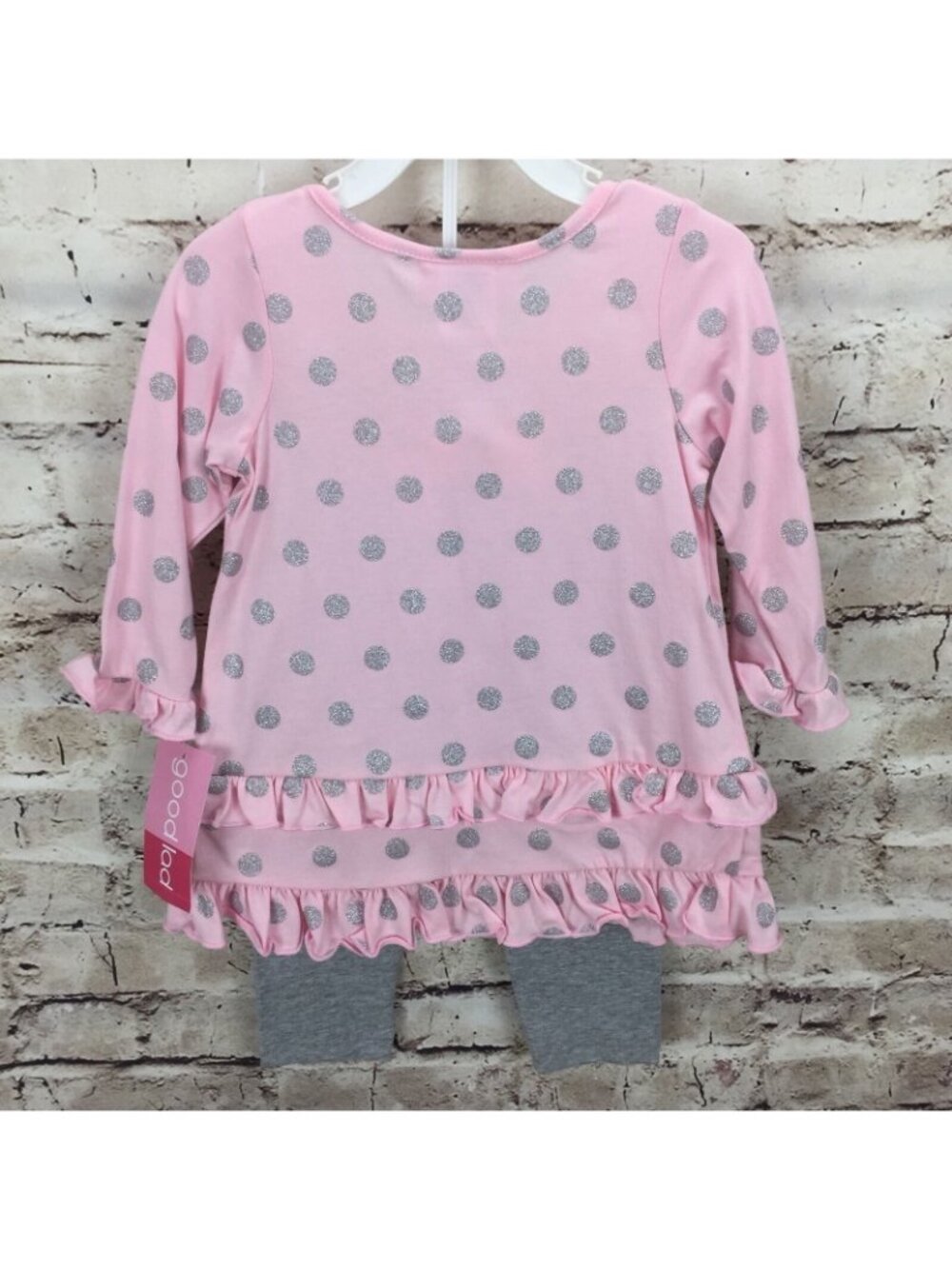 Goodlad Baby Girls Leggings Set 18M Pink Polka Dot Dress & Gray - Picture 3 of 5